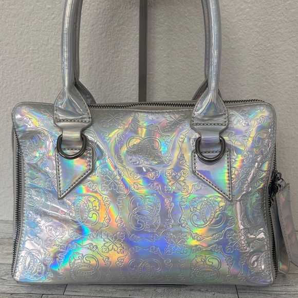 Sharif Legacy Logo Mirror Metallic City Satchel - Picture 4 of 15
